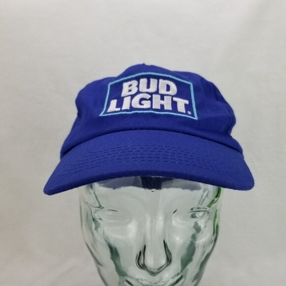 ✅Bud Light Blue Cap Lightweight Baseball Hat Adjustable Hook & Loop OSFA curved - Picture 6 of 8